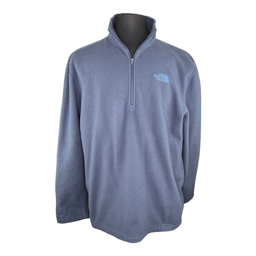 North Face Sweater Mens Blue XL Pullover 1/2 Zip Mock Neck Knit EUC